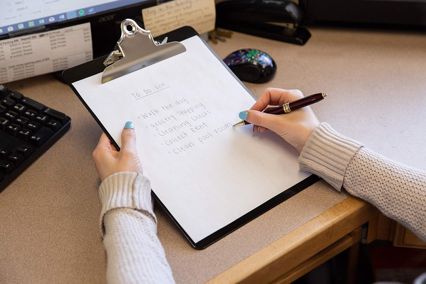 Black Plastic Clipboards (Set of 6) Multipack - 12.5x9 Inch Black Clipboard with 100 Sheets Holding Capacity Butterfly Clip | Colored Acrylic Clip Boards in Bulk | Office, Classroom, School Supplies