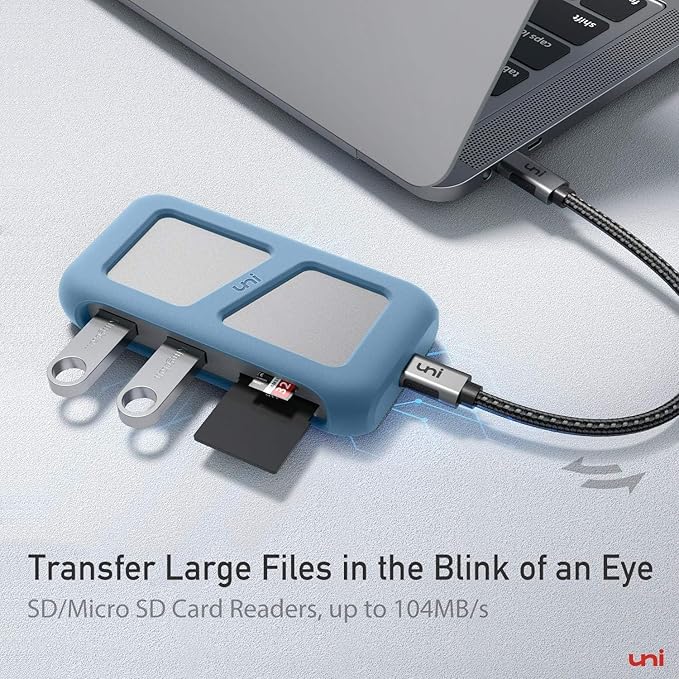 uni USB C Hub Multiport Adapter with Detachable Cable, 8-in-1 USB C Hub with 4K HDMI, 1Gbps Ethernet, SD Card Reader, 100W PD, Compatible for MacBook Pro 2023, iPad Pro 2023, Galaxy S24/S23 & More