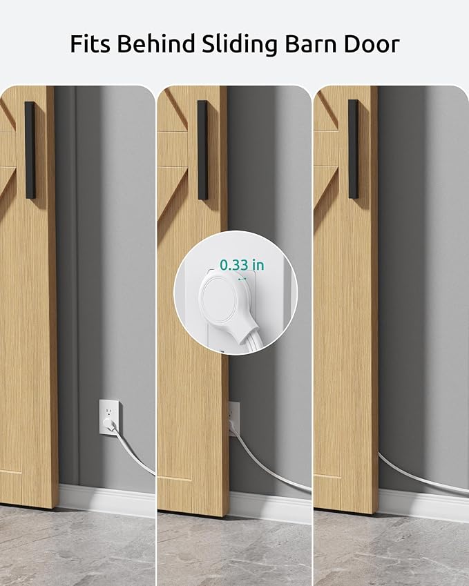 Flat Extension Cord Short 3ft, ETL Listed, NUTICT Indoor 3 Prong Extension Cord with 900J Surge Protector, 13A/16 AWG, Right Angle Flat Wall Plug, Small Outlet Extender for Kitchen Bathroom, White