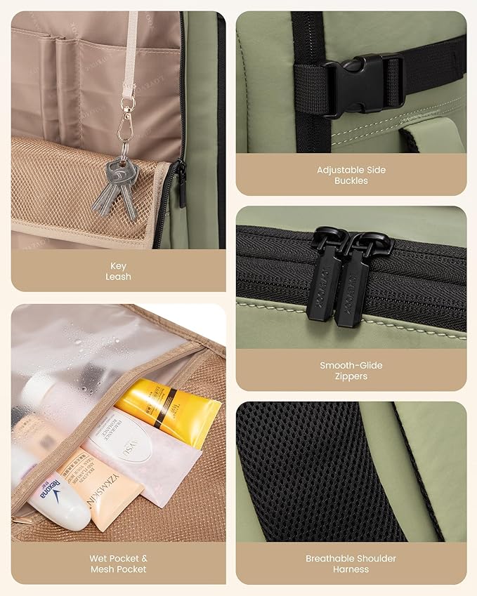 LOVEVOOK Travel Backpack for Women & Men, 50L Large Carry On Backpack Airline Approved, TSA Personal Item Weekender Bag, Water Resistant Laptop Backpacks with 3 Packing Cubes for Travel Essentials