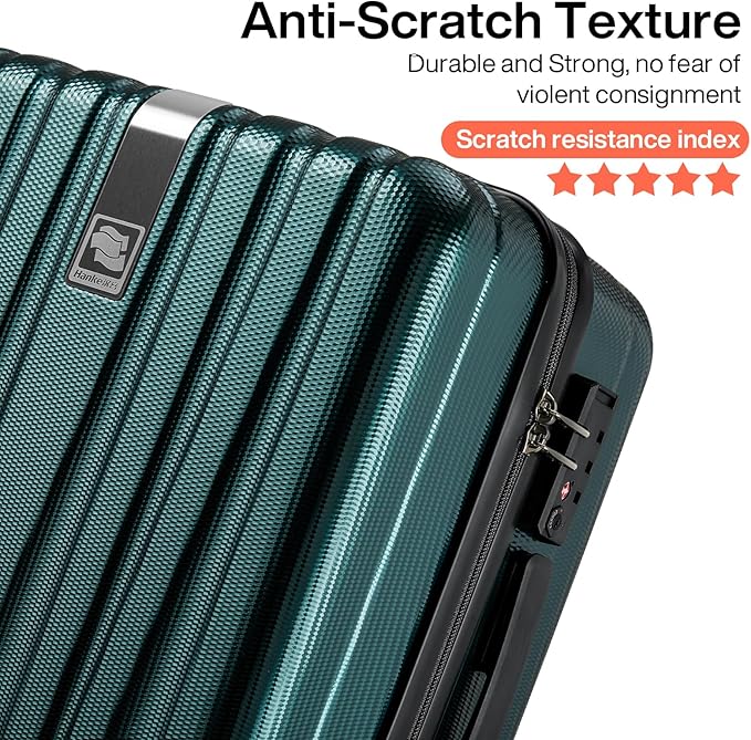 Hanke Luggage Sets 2 piece Carry On Luggage with Wheels PC Hard Shell Suitcases Lightweight Travel Luggage Travel Suitcase Woman Men 20/29 Inch (Blackish Green)