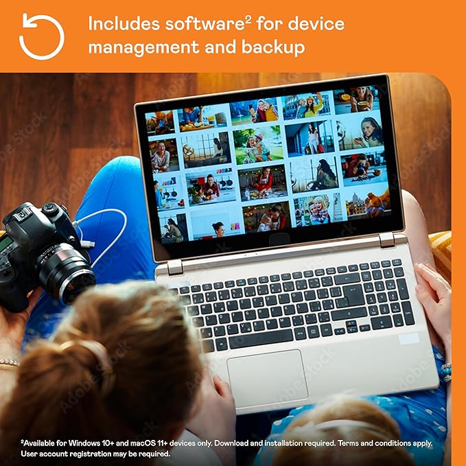 WD 2TB My Passport Portable Hard Drive, Works with USB-C and USB-A, Windows PC, Mac, Chromebook, Gaming Consoles, and Mobile Devices, Backup Software and Password Protection - WDBWML0020BGY-WESN