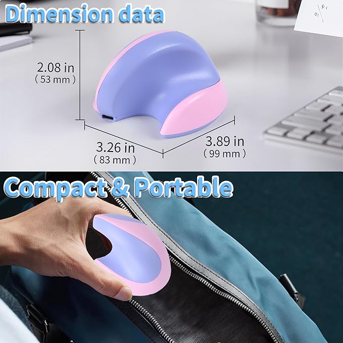 Wireless Mouse Ergonomic Vertical Mouse with Bluetooth & 2.4GHz USB Receiver 3 Buttons Rechargeable Silent Portable Optical USB Cordless Mice for Laptop PC Desktop Tablet Kids Adults Gifts (Purple)