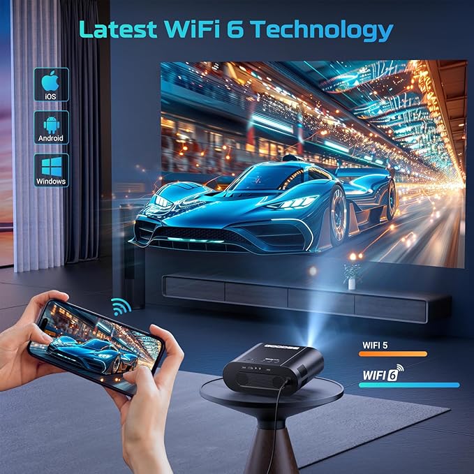 [Google TV/Voice Control]GooDee 4K UHD Smart Projector with WiFi and Bluetooth, Portable Movie Projector with Netflix / Prime Video / YouTube Built-in, Dolby Sound Home Theater for Indoor/Outdoor