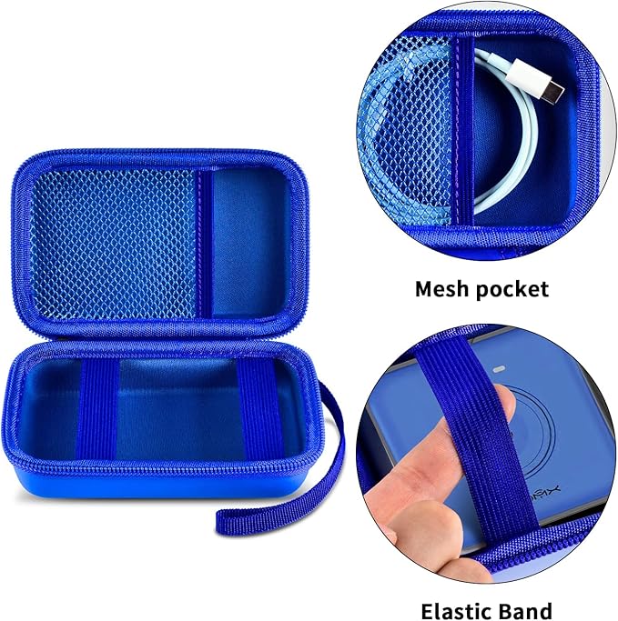 Travel Case for UCOMX for Nano/for Iseyyox/for LISEN/for RTOPS 3 in 1 Wireless Charger, Foldable Magnetic Charging Station Storage Holder Bag for Fast Charge Pad Cable and Adapter, Blue-Box Only