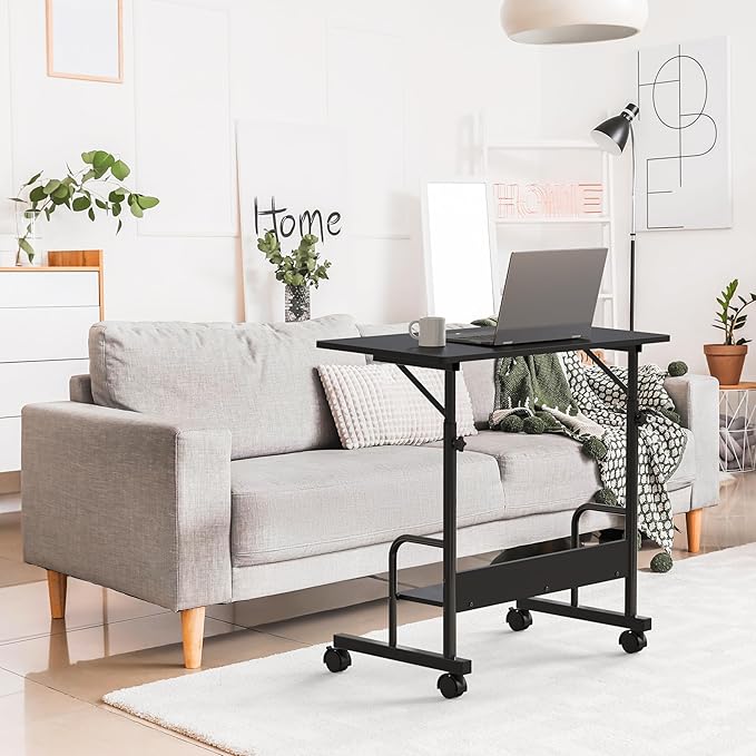 SHW 30.5" to 40.5" Height Adjustable Mobile Standing Desk Laptop Workstation for Walking Pad Treadmill, Black