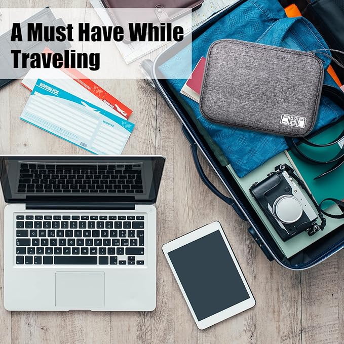 CILLA Travel Cord Organizer Case, Portable Waterproof Storage Bag for Charger, Cord, USB, Power Bank, Earphone, SD Card, Travel Essentials