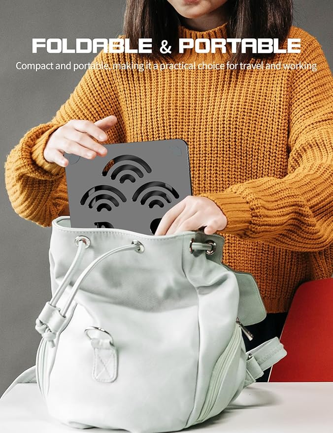 Adjustable Tablet Stand for Desk, Premium Aluminum Holder for iPads, Tablets, Kindles, Switch, Phones, and All Devices up to 14 Inches. Portable and Foldable Black, Plus Size