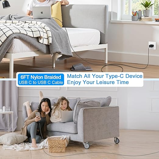 USB C to USB C Cable for iPhone 17 Air 16 Pro Max, 240W Fast Charging Type C iPhone 17 Charger Cord USBC Phone Charger Cable 6FT 2 Pack for iPhone 17 Pro Max 17 Pro 16 16e 15 Laptops MacBook iPad