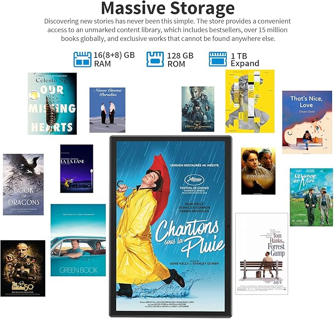 Android 15 Tablet with Keyboard - 10 inch Tablet, 16GB+128GB, 1TB Expand, Octa-Core, 2.4G/5G WiFi, 8000mAh, BT V5.0, GMS Certified, Widevine L1, Split-Screen, with Case, Mouse, Stylus(Pink)