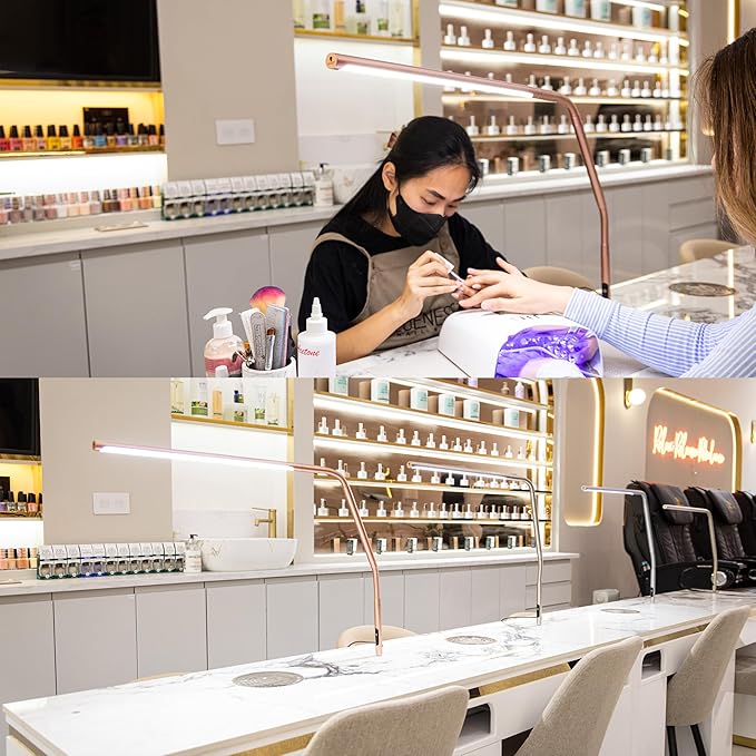 daylight Slimline 4™ LED Table Lamp in Rose Gold - 6,000K, 3,200 Lux, 4 Brightness Levels, USB-C Charging Port, Anti-Glare Diffuser, Flexible Design, Art & Craft, Sewing, Nail Salon