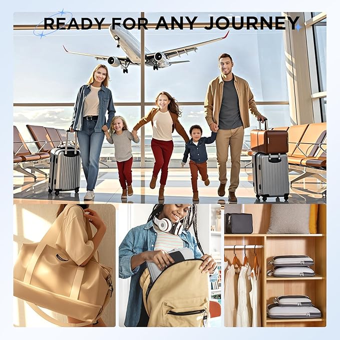 8 Set Compression Packing Cubes for Travel Essentials,Compressible Expandable Packing Cubes for Suitcase,OlarHike Luggage Organizer Bags for Travel,Handy Helper for Organizing Clothes(Black)