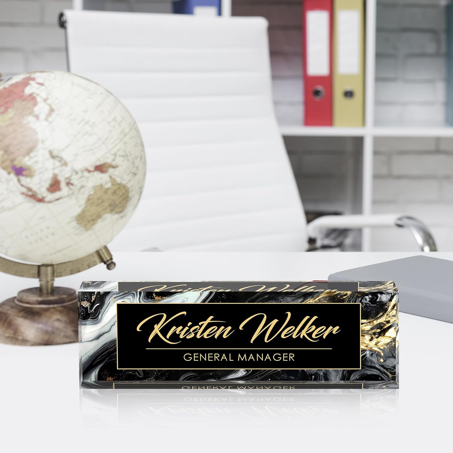 Custom Desk Name Plate Personalized, Acrylic Name Plate for Desk, Office Desk Decor for Women and Men, Employee Appreciation Gifts Office Gifts for Boss, Manager, Teacher, Nurse (deep Marble)