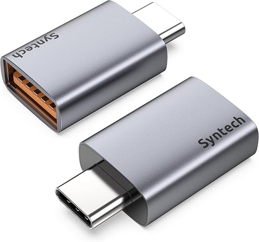 Syntech USB C to USB Adapter (2 Pack), 10Gbps USB3.2 Gen 2 Fit Side by Side, Type C Male to A 3.2 Female Adapter Compatible with iPhone 17 16 Pro Max/iPad/iMac/MacBook Pro and Thunderbolt 4/3 Devices