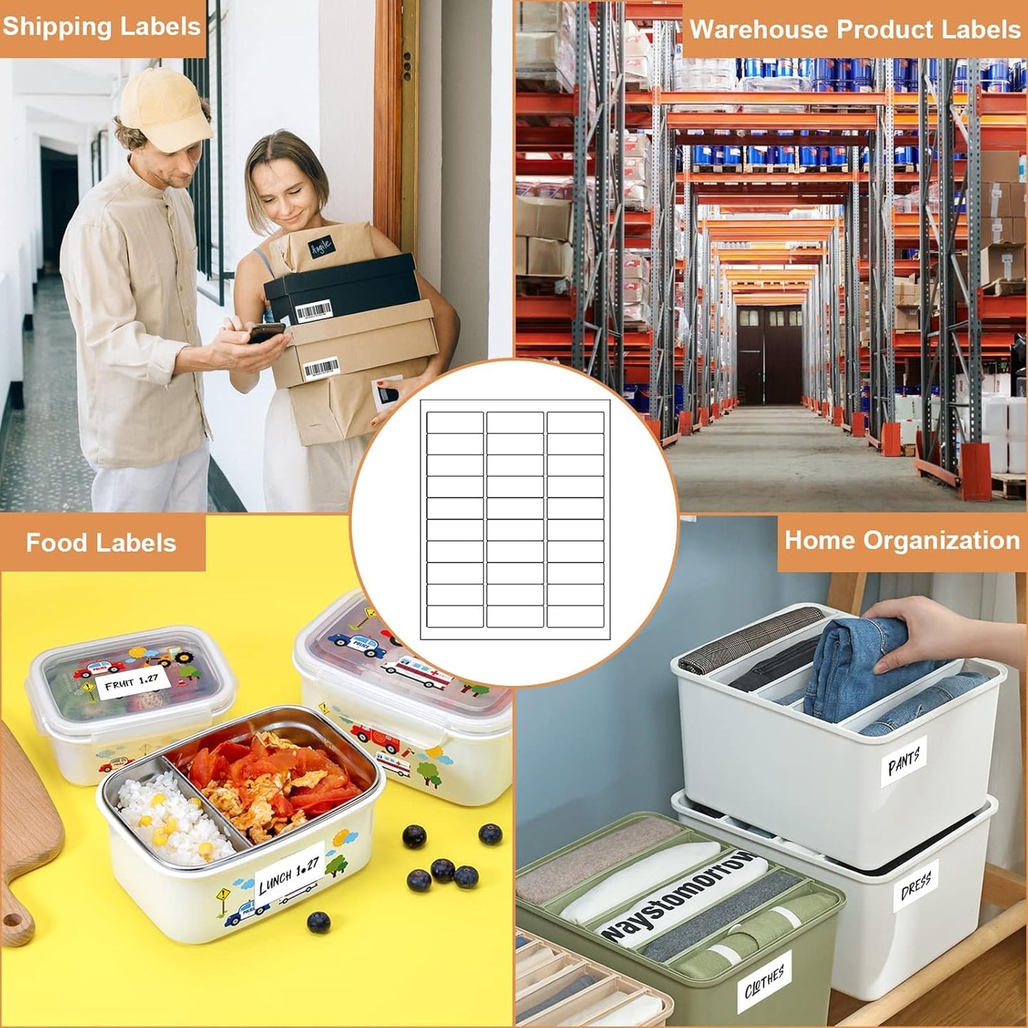 1" X 2-5/8" 30 Up Mailing Labels for Laser/Inkjet Printer, Address Labels, Shipping mailing Labels (25Sheets - 750 Labels)