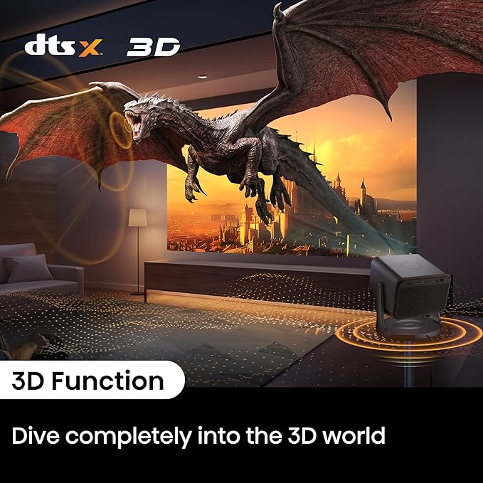 Hisense Laser Mini Projector C2, 65-300", Gimbal Design, 4K, Triple Color Laser, 110% BT.2020, 2000 ANSI Lumens, 1700:1 Native Contrast, Dolby Vision, HSR240, Sound by JBL