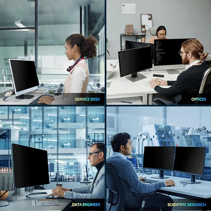 [2-Pack] 21.5 Inch Privacy Screen for Computer Monitor 16:9 Aspect Ratio, Eye Protection Anti Blue Light Glare Shield, 21.5inch Removable Black Blackout Anti Spy Desktop Security Private Filter