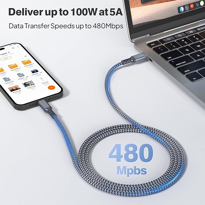 Elebase iPhone 17 Pro Max Charging Cord 3.3/6.6/10FT 3Pack,USB C to Type C,100W Fast Charger USBC Car Carplay Cable for Apple 15 16,AirPods 3,iPad Air 4 5,Mini 6,Samsung Galaxy Tab S10 S25 S24 Plus