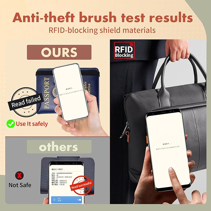 Passport Holder and Card Slot Combo RFID Blocking Leather Family Travel Passport Wallet Travel Accessories for Men Women(Light blue)