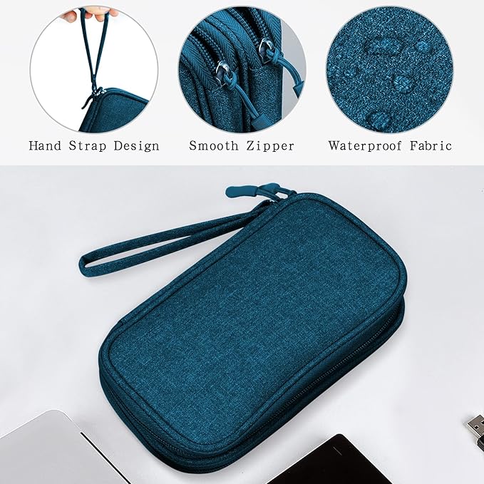 Skycase Electronic Organizer Travel Case - Waterproof Travel Cord Pouches for Organization, Cable Organizer, All-in-One Double Layers Storage Bag for Accessories, Charger, Cable, Green