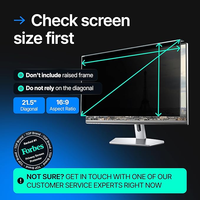 Acrylic 21.5 Inch Computer Privacy Screen Filter for Widescreen Computer Monitors - 19.3" x 11.3" (491 x 288mm) - Monitor Frame Hanging Type