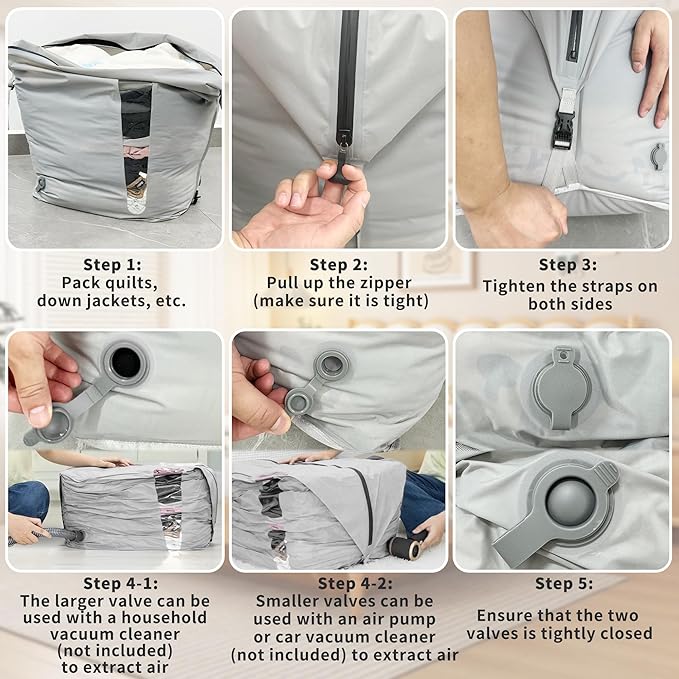 Reusable Vacuum Compression Space Saver Bag,Waterproof Professional IP67 Zip Vacuum Bags for Packing Organizers,Lightweight Compression Packing Bags for Home Family(No Pump)