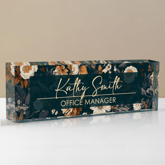 Personalized Name Plate for Desk, Custom Desk Name Plate, Acrylic Name Plate Office Desk Accessories, Personalized Office Gifts for Coworkers Teachers, Employee Appreciation Gifts (B-Darkcyan)