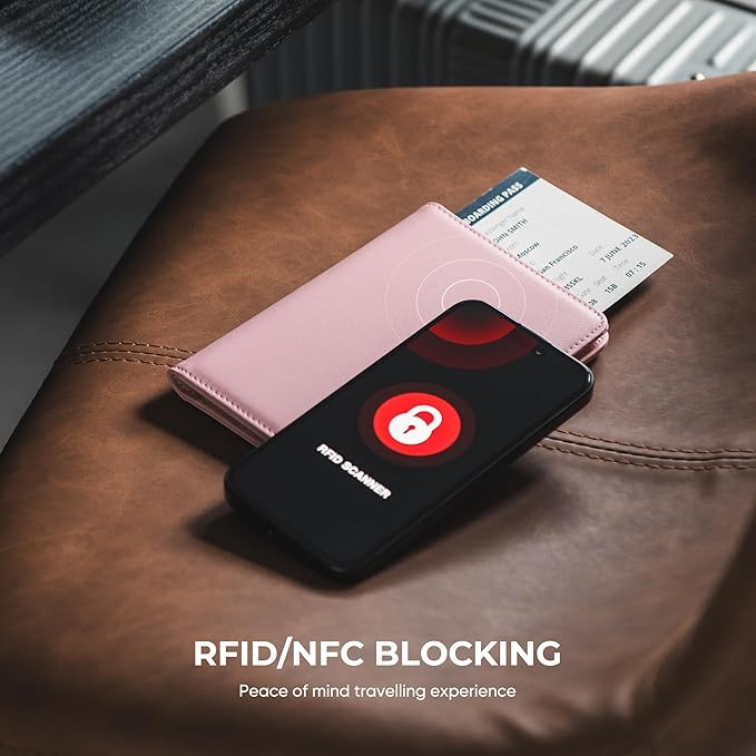 VULKIT Passport Holder with Airtag Slot, Premium Nappa Leather, RFID Blocking Airtag Passport Wallet