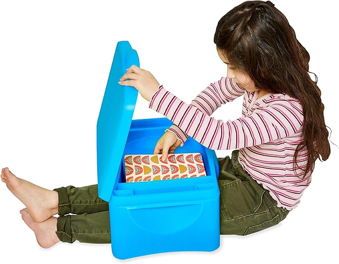 HearthSong Foldable Lap Desk for Kids with Storage - Ideal Floor Desk for Drawing, Studying, Portable Folding Travel Lap Table, Versatile Bed Desk & Lap Tray, Blue