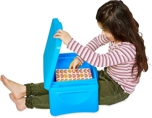 HearthSong Foldable Lap Desk for Kids with Storage - Ideal Floor Desk for Drawing, Studying, Portable Folding Travel Lap Table, Versatile Bed Desk & Lap Tray, Blue