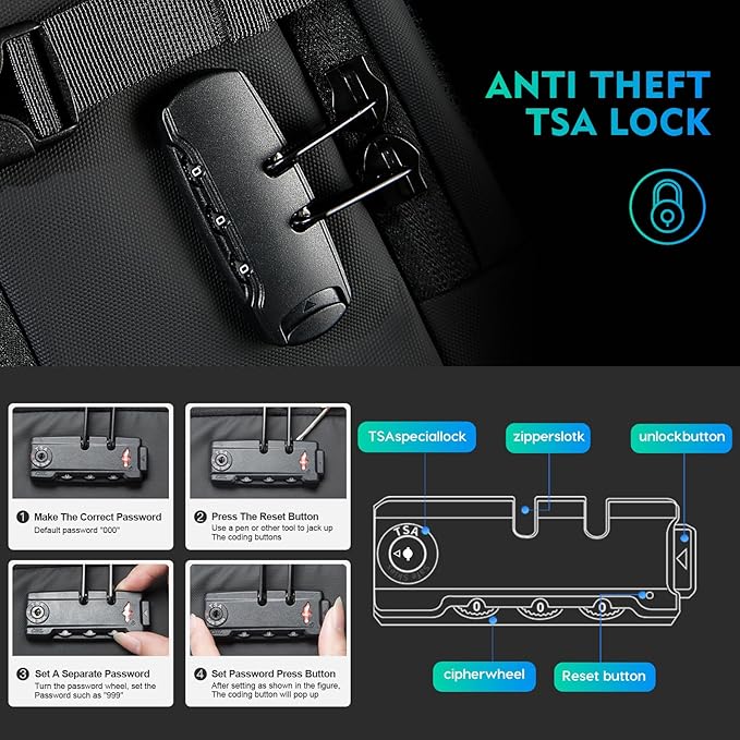 BANGE Travel Backpack with Vacuum Pocket and TSA lock version can hold 15.6 inch Laptop suitable Overnight Flight Approved Anti-theft Bag