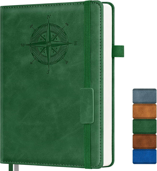 Notebook Journal for Women Men: Leather Journal for Writing, Hardcover College Ruled Journals Notebooks with Thick Paper, Large A4 Daily Journal for Travel, Diary, Gifts for Teens, 8.5"×11", Green