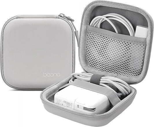 Small Travel Carrying Storage Case, 4.4"x4.4" Charger Organizer, Pouch compatible with MacBook Power Adapter, Laptop Accessories Cables, Cords, USB Drives, Earphones