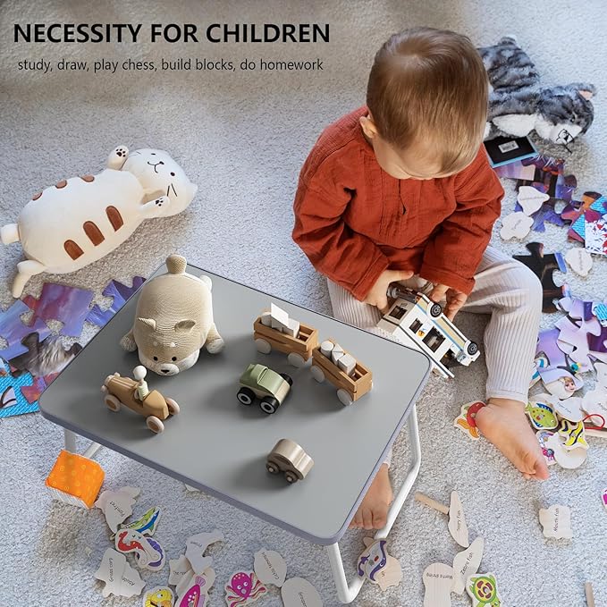 Lap Desks Laptop Tray for Bed or Couch,Portable Breakfast Serving Tray with Folding Legs,Foldable & Lightweight Mini Table, Laptop Stand for Working, Reading and Writing,Gray