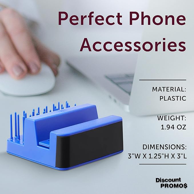 DISCOUNT PROMOS Light Up Logo Phone Stands Set of 10, Bulk Pack - Essential Smartphone Accessory, Perfect for Office and Home - Blue