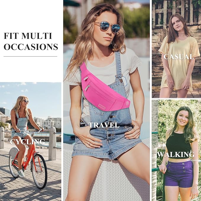 MAXTOP Large Crossbody Fanny Pack with 4-Zipper Pockets,Gifts for Enjoy Sports Festival Workout Traveling Running Casual Hands-Free Wallets Waist Pack Phone Bag Carrying All Phones