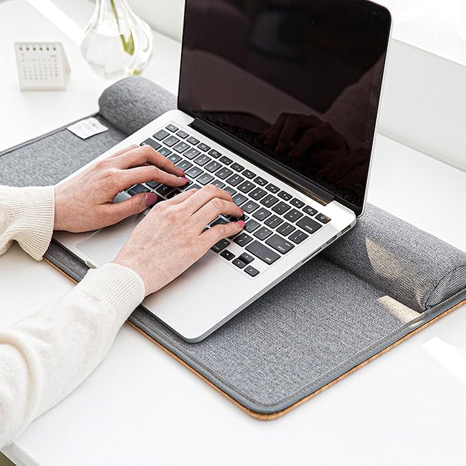 Lap Desk with Soft Cushion and Wrist Rest – Portable Laptop Desk for Bed, Couch & Home Office, Removable Mouse Pad & Anti-Slip Strip for 17 inch Laptop (Large, Wood Pattern)