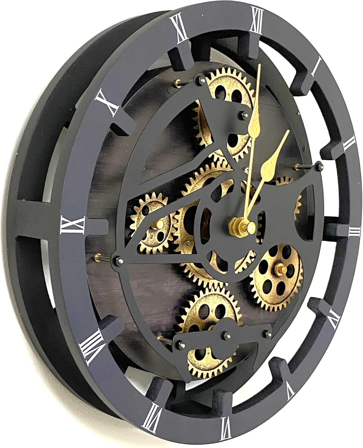 The Gears Clock Desk Clock 10 inches with Real Moving Gears Convertible into Wall Clock (Vintage Black)