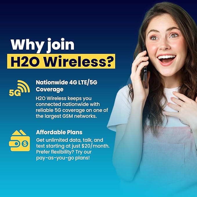 H2O Wireless 90-Day USA Physical Prepaid SIM Card with 3GB High-Speed 4G LTE/5G Data & 2GB Mobile Hotspot, Unlimited Data, Talk & Text to 70+ Countries, Triple-Cut US SIM Card for Cell Phones