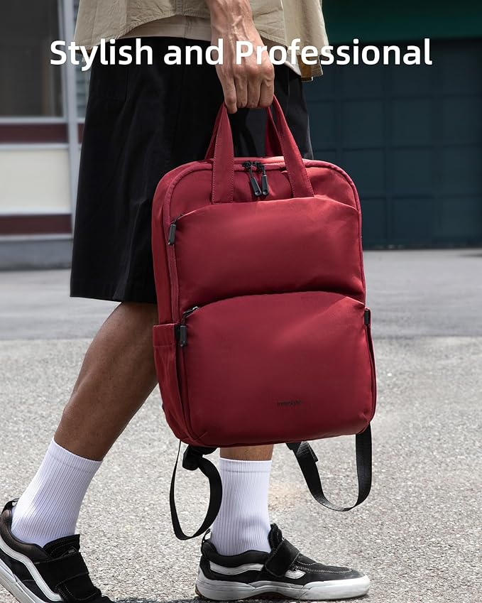 Travel Backpack for Women, 14 Inch Laptop Backpack, Water Resistant College Bookbag, Large Capacity Red Computer Backpacks for Work, Red