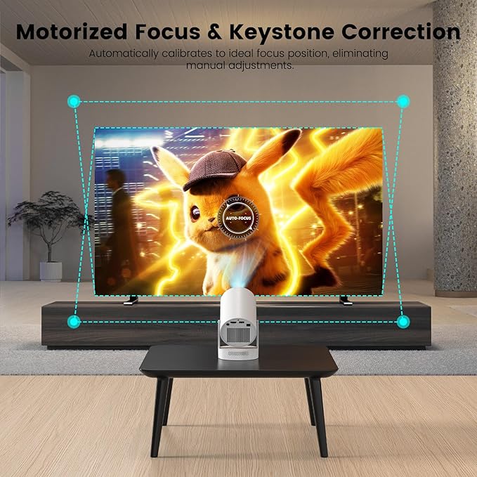 Mini Projector with WiFi and Bluetooth, Smart Portable Projector with 4K Support, 5w Sound Base Speaker, 260 ANSI, 210° Rotation, Auto Keystone Correction for Home Bedroom Outdoor, HY300 Plus