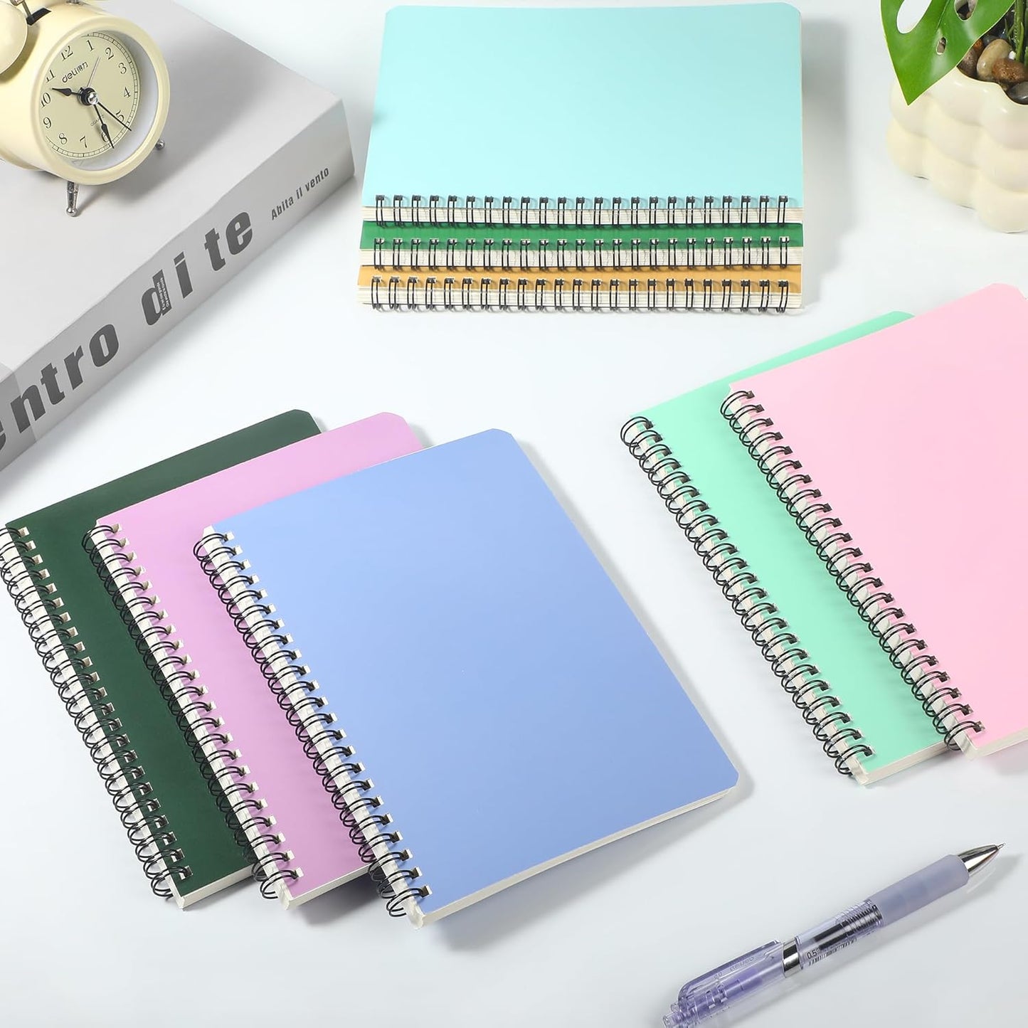 miikoul 24 Pack A5 Spiral Lined Notebooks, 8.3" X 5.5", 60 Sheets/120 Pages Wide Ruled Notebook Spiral Journals Bulk Paper Cover Notepad 12 Colors for Students Taking Class Notes Home Office Gift