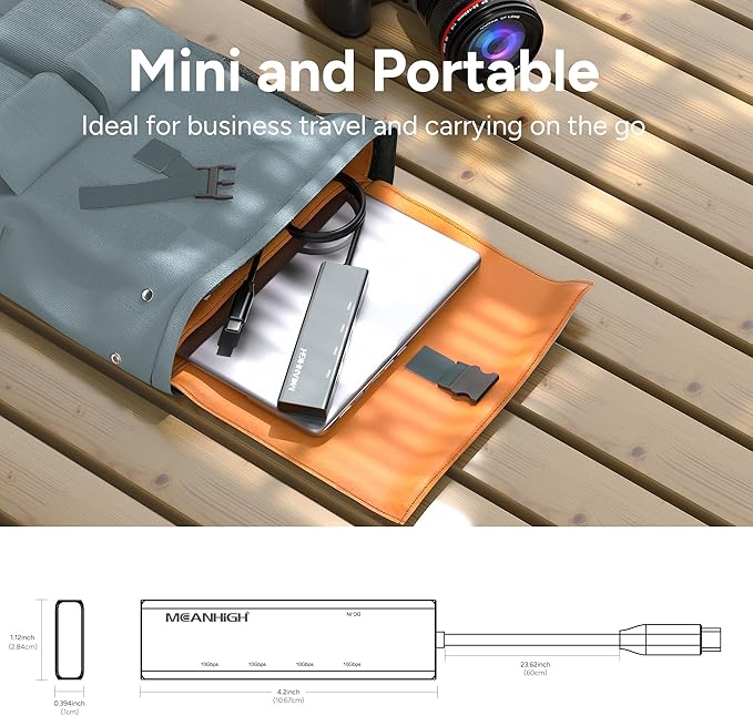 USB C Hub 10Gbps, 4 Ports USB 3.2 Adapter with 4 USB-C 3.2 Ports, 100W Power Delivery, High Speed Multiport Splitter Compatible with MacBook Pro/Air, iMac, iPad Pro