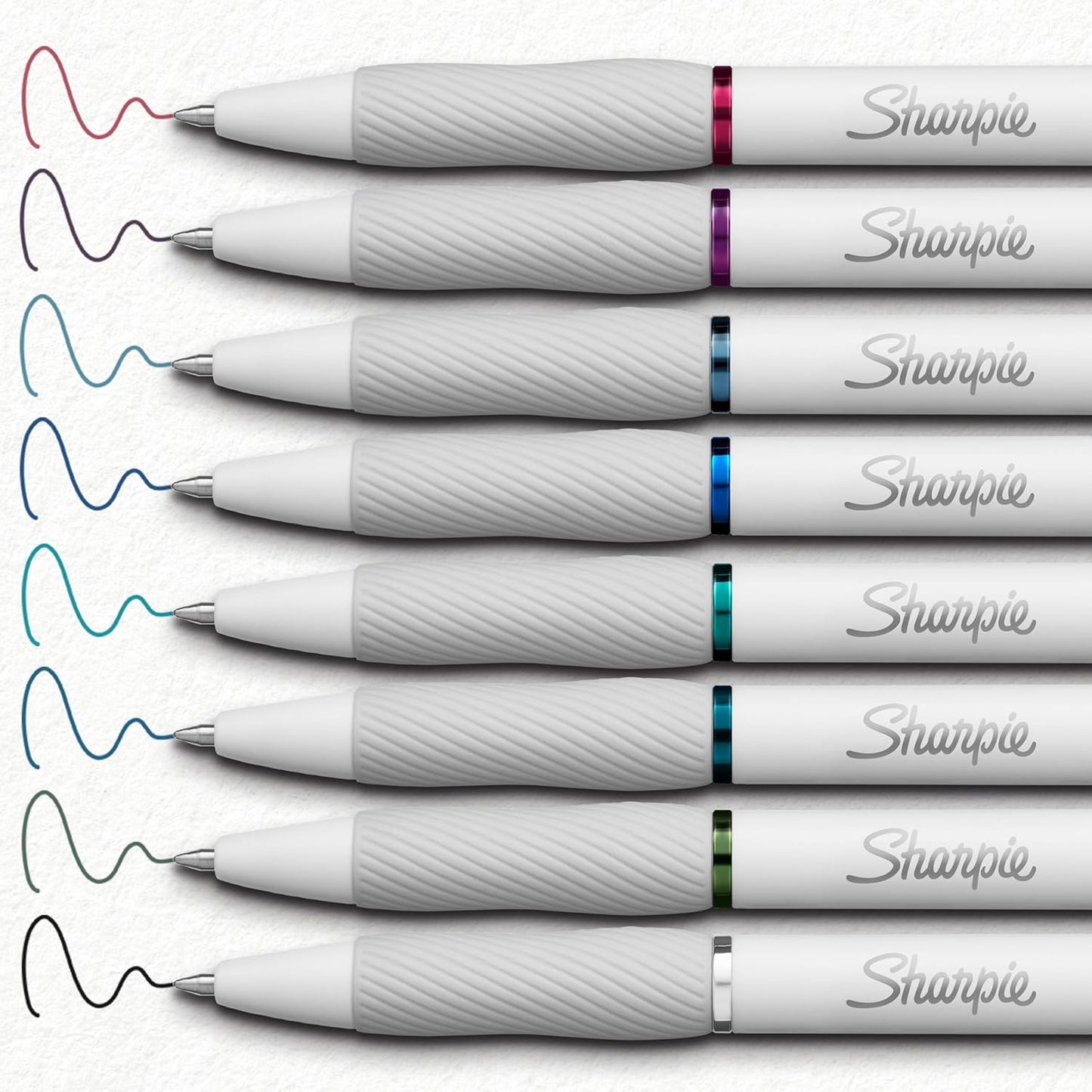 Sharpie S-Gel Pens, Fashion Barrel Gel Pens, Pearl White Body, Medium (0.7mm) Point, Bold Ink Colors, 8 Count