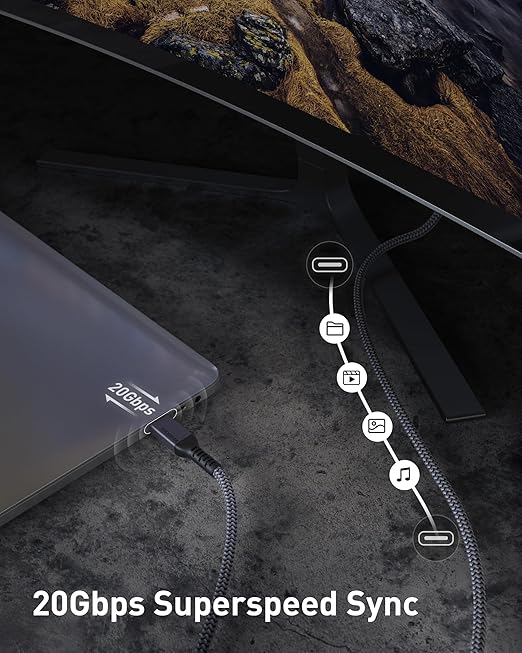 Maxonar 16.5FT Long Thunderbolt 4 Cable with 20Gbps Data Sync/100W Charging and 4K@60Hz for Thunderbolt 4/3, USB4, and USB C Devices