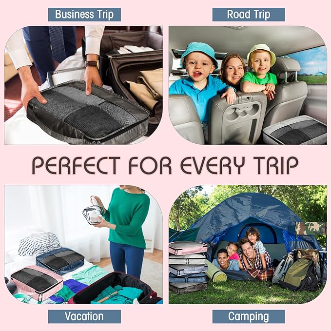 5 Pcs Packing Cubes for Suitcase Large Travel Cubes Carry on Luggage Organizer Bags for Clothes Accessories(L,Morandi)