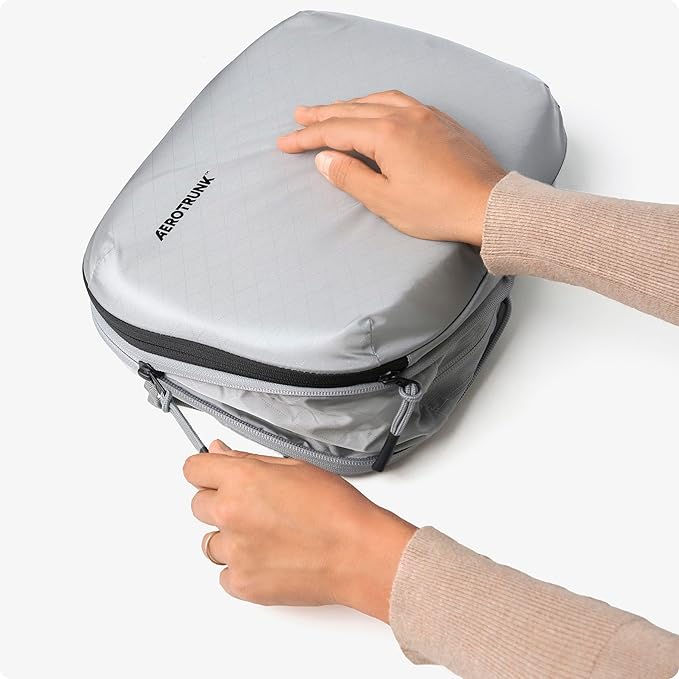 Aerotrunk Ultralight Compression Packing Cubes - Lightweight Travel Organizers for Suitcases and Luggage (3-Pack, Light Grey)