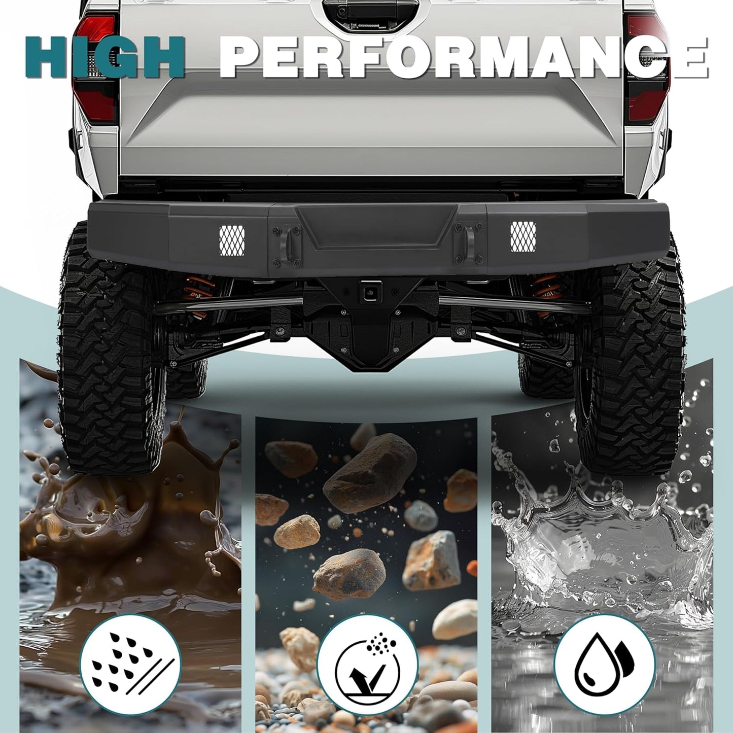 Rear Bumper W/D-Ring Base Heavy Duty Compatible with Polaris Ranger 1000/XP 1000/Crew 1000 2018-2025 Pre-drilled for Lights Protect Rear End Power Coated