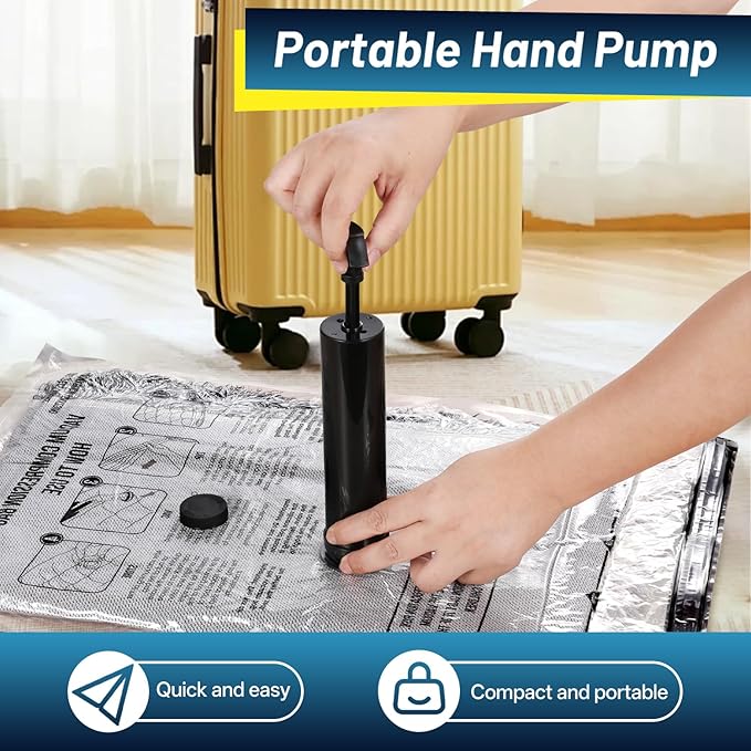 Travel Vacuum Bags for Luggage with Hand Pump,Vacuum Seal Bags for Clothing,Packing Cubes Compression,Cruise Ship and Travel Essentials(Combo 12 Pack)