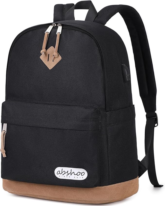 abshoo Classical School Backpack For Middle High School Water Resistant Bookbag College Travel Daypack (Black)